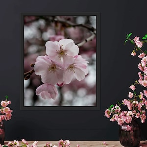 Impression de photographie de fleurs de cerisier - art mural fleurs de printemps - impression d'art botanique - décoration murale de bureau - fleurs roses printemps - botanique