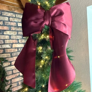 Large Satin Decorative Bow | Tree Topper & Holiday Decor | Elegant Statement Bow