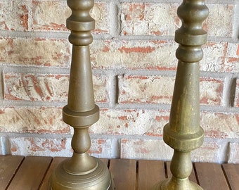 Antique Brass Candlestick Holders, TALL Candlesticks, Brass Candlesticks