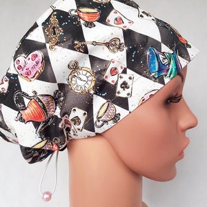 Scrub cap with regulator, surgical caps, scrub hats for women High quality Premium cotton nurse hat, Magical tea party