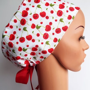 Scrub cap, surgical caps, scrub hats for women, High quality Premium cotton nurse hat, Cherries