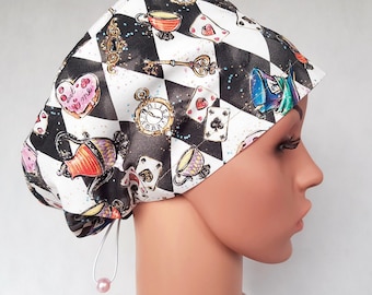 Scrub cap with regulator, surgical caps, scrub hats for women High quality Premium cotton nurse hat, Magical tea party