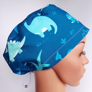 Scrub cap with regulator, surgical caps, scrub hats for women High quality Premium cotton nurse hat, Dinosaurs