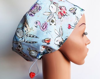 Scrub cap with regulator, surgical caps, scrub hats for women High quality Premium cotton nurse hat, Magical tea party