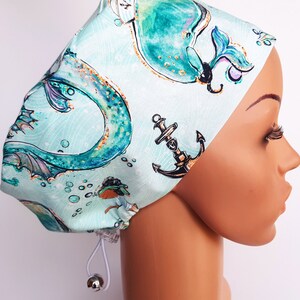 Scrub cap with regulator, surgical caps, scrub hats for women High quality Premium cotton nurse hat, Sea stories