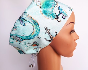 Scrub cap with regulator, surgical caps, scrub hats for women High quality Premium cotton nurse hat, Sea stories