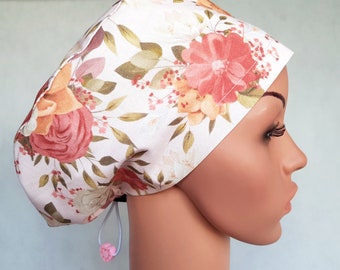 Scrub cap with regulator, surgical caps, scrub hats for women High quality Premium cotton nurse hat, Flowers