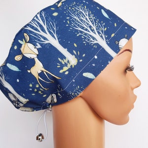 Scrub cap with regulator, surgical caps, scrub hats for women High quality Premium cotton nurse hat, Forest animals