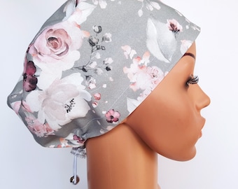 Scrub cap with regulator, surgical caps, scrub hats for women High quality Premium cotton nurse hat, Flowers