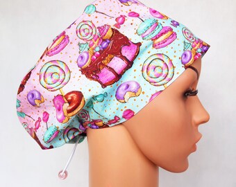 Scrub cap with regulator, surgical caps, scrub hats for women High quality Premium cotton nurse hat,  Pastry, Cakes, Sweets