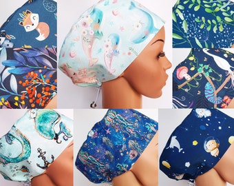 Scrub cap with bow, women's surgical caps, scrub hats for women, High quality cotton nurse hat,  Lots of different colors