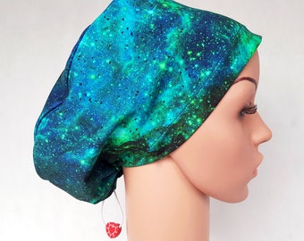 Scrub cap with regulator, women's surgical caps, scrub hats for women, Soft sweatshirt premium cotton nurse hat, Space, Galaxy