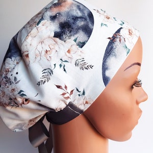 Scrub cap, surgical caps, scrub hats for women, High quality Premium cotton nurse hat, Blumen und Mond