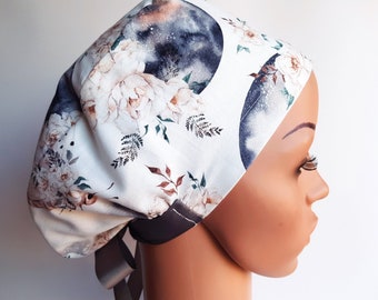 Scrub cap, surgical caps, scrub hats for women, High quality Premium cotton nurse hat, Blumen und Mond