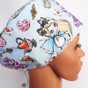 Scrub cap with regulator, surgical caps, scrub hats for women High quality Premium cotton nurse hat, Magical tea party