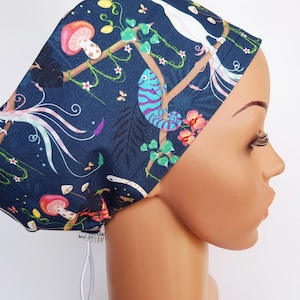 Scrub cap with regulator, surgical caps, scrub hats for women High quality Premium cotton nurse hat, Forest animals