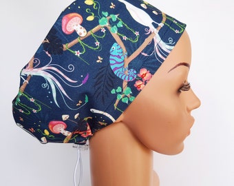 Scrub cap with regulator, surgical caps, scrub hats for women High quality Premium cotton nurse hat, Forest animals