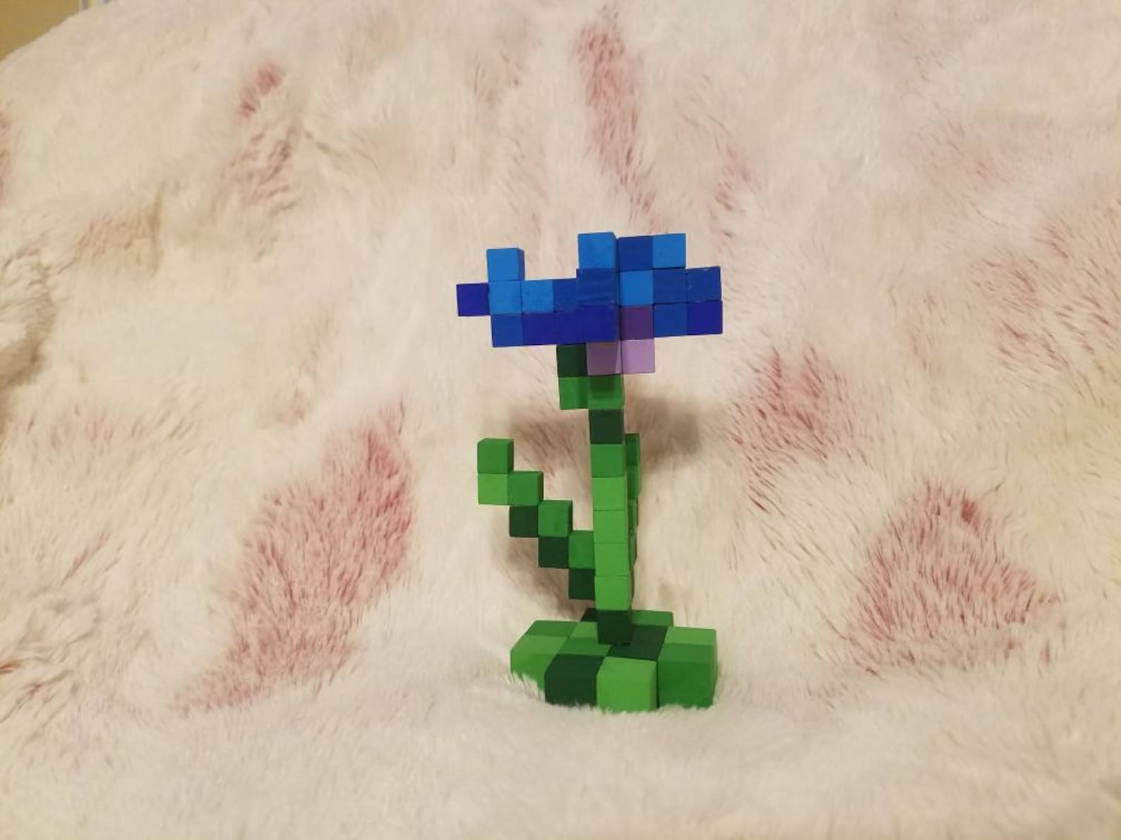 3D Minecraft Flower Cornflower Wooden Figurine Etsy