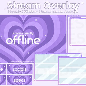 cute heart windows theme stream package - purple, cute, kawaii, hearts, windows, twitch overlay