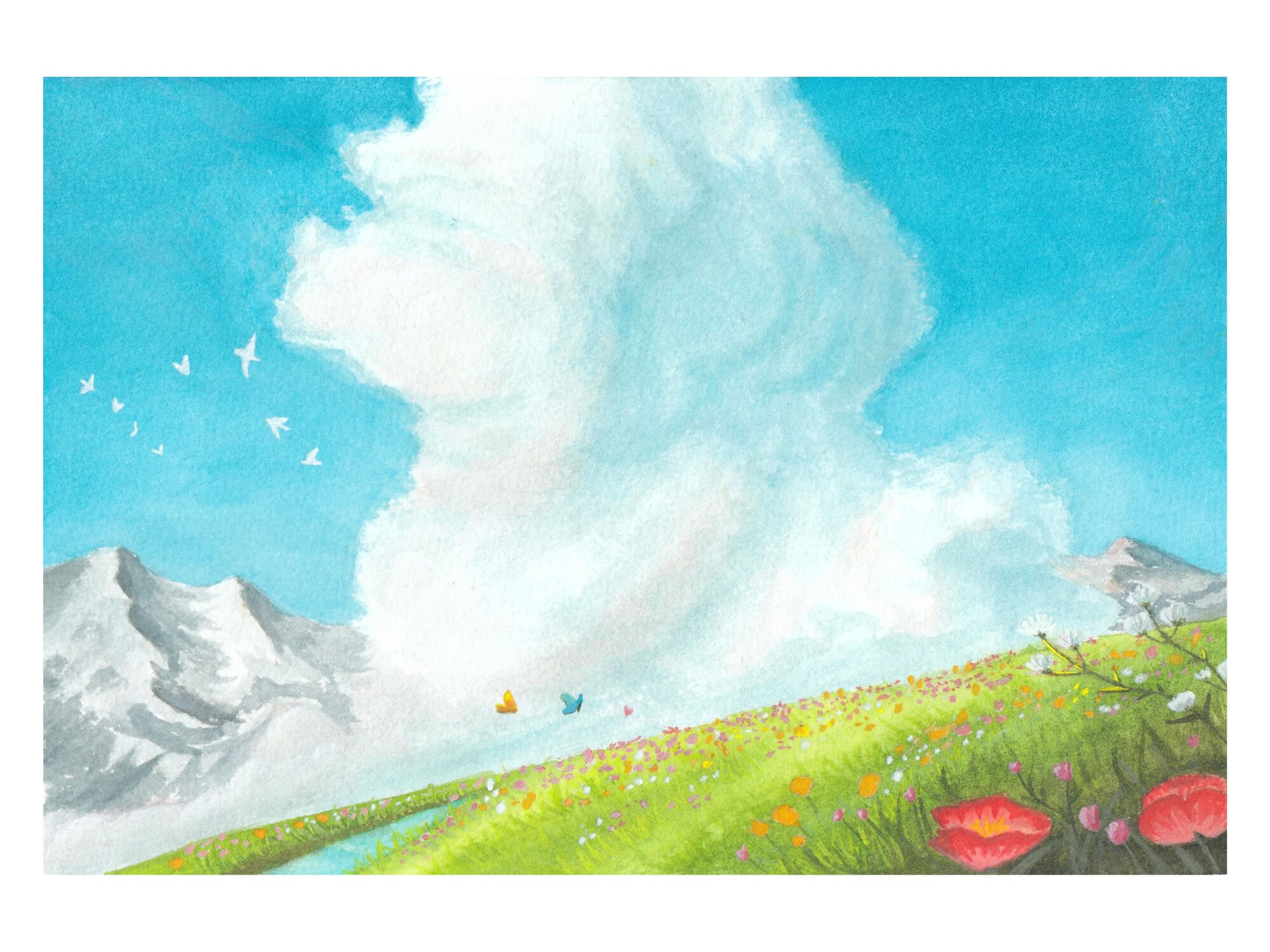 Howls' Moving Castle Flower Field Studio Ghibli Landscape Room Decor ...