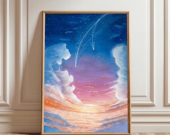 Your Name Poster, Kimi no Nawa wall Anime art print, Radwimps painting, Anime Gift