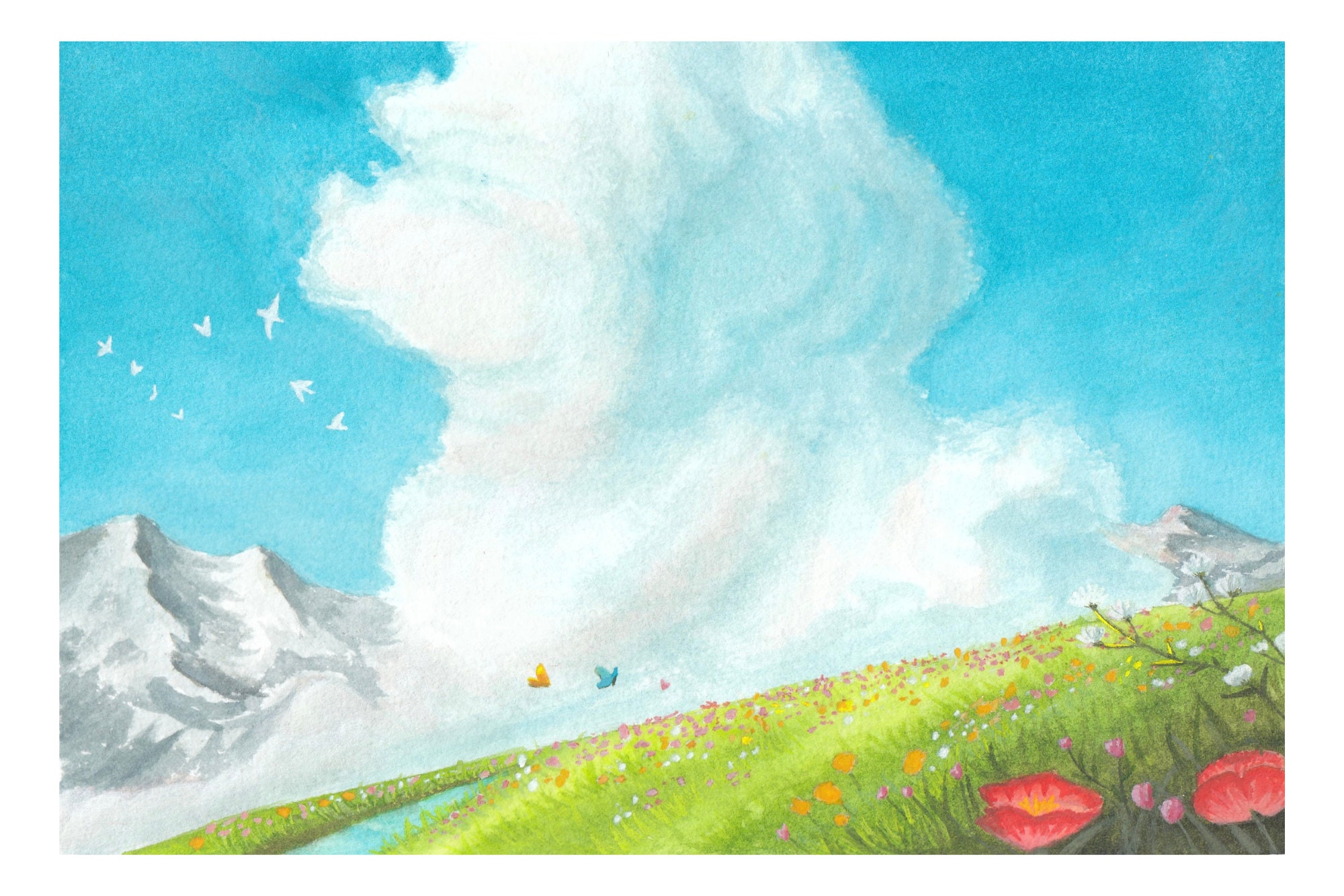 Howls' Moving Castle Flower Field Studio Ghibli Landscape Room Decor ...