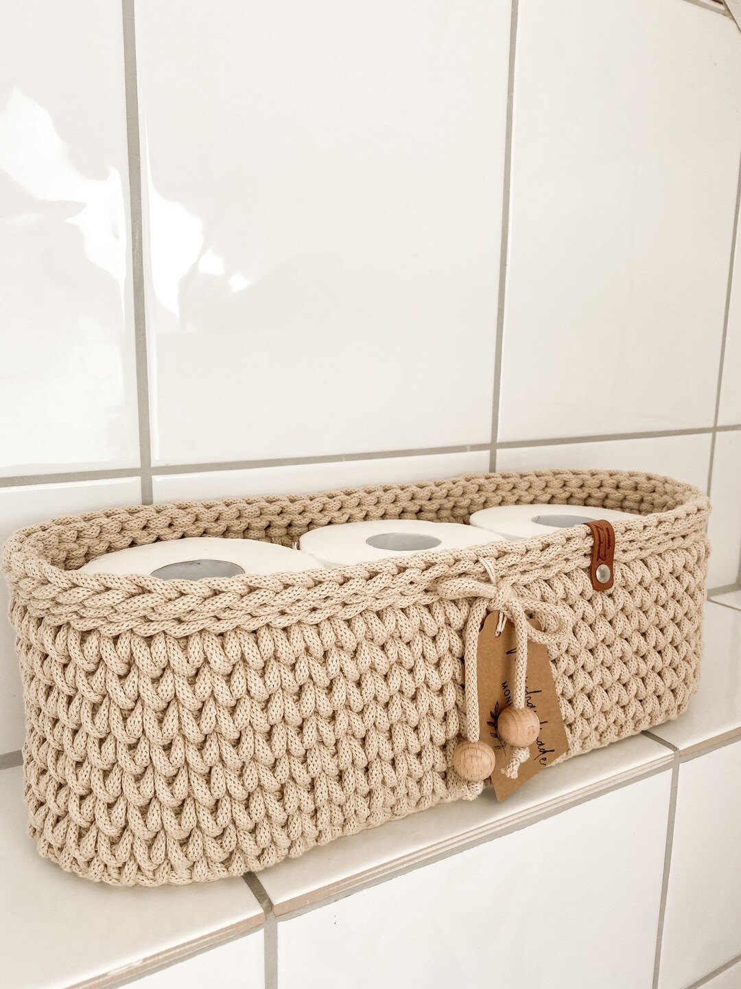 Baumwollseil-Korb Mit Deckel - Toilettenpapierhalter & Aufbewahrungskorb (45x17x35cm)