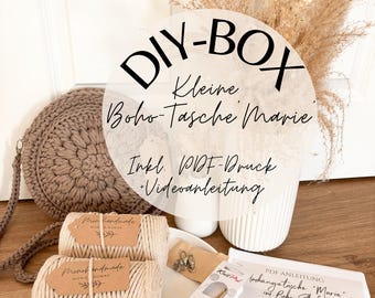Kit de bricolaje para bolso de hombro pequeño estilo bohemio 'Marie' con instrucciones de ganchillo para recrear el proyecto - Kit creativo en alemán de monohandmade