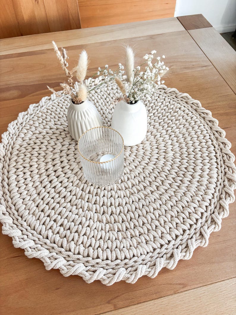 Mantel redondo de ganchillo, manteles individuales de ganchillo, posavasos, caminos de mesa, alfombras, idea de regalo para madres, regalo del Día de la Madre imagen 3