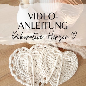 Crochet Pattern Decorative Hearts Heart Coasters Video Tutorial Crochet Pattern German DIY Wedding Decoration Valentine&#39;s Day Decorations