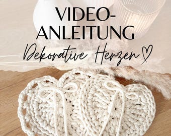 Häkelanleitung Dekorative Herzen Herzuntersetzer Video Tutorial Häkelmuster DEUTSCH GERMAN DIY Hochzeitsdeko Valentinstag Dekoelemente