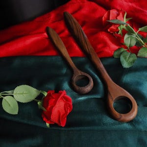 Handmade Walnut Wood Stirring Spoon Set: Rustic Kitchen Tools