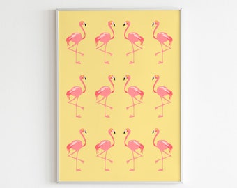 Flamingo Pattern Art Print, Nursery Wall Decor, Small to Large Posters