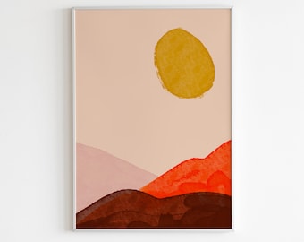 Sunset Abstract Art Print, Wall Decor, XS-XL Posters