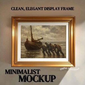 Gold Frame Wall Mockup: Art Print Display (PSD & JPG Digital Download)