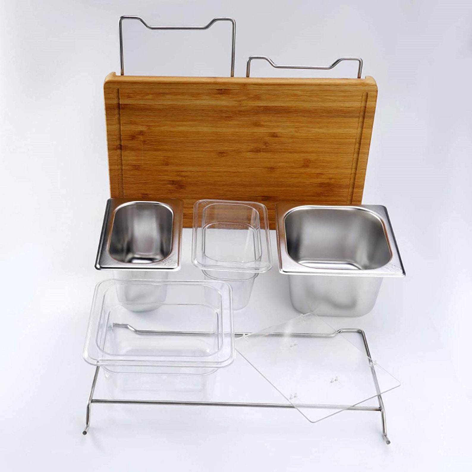 Bamboo Cutting Board With Containers set of 4 Chopping Etsy