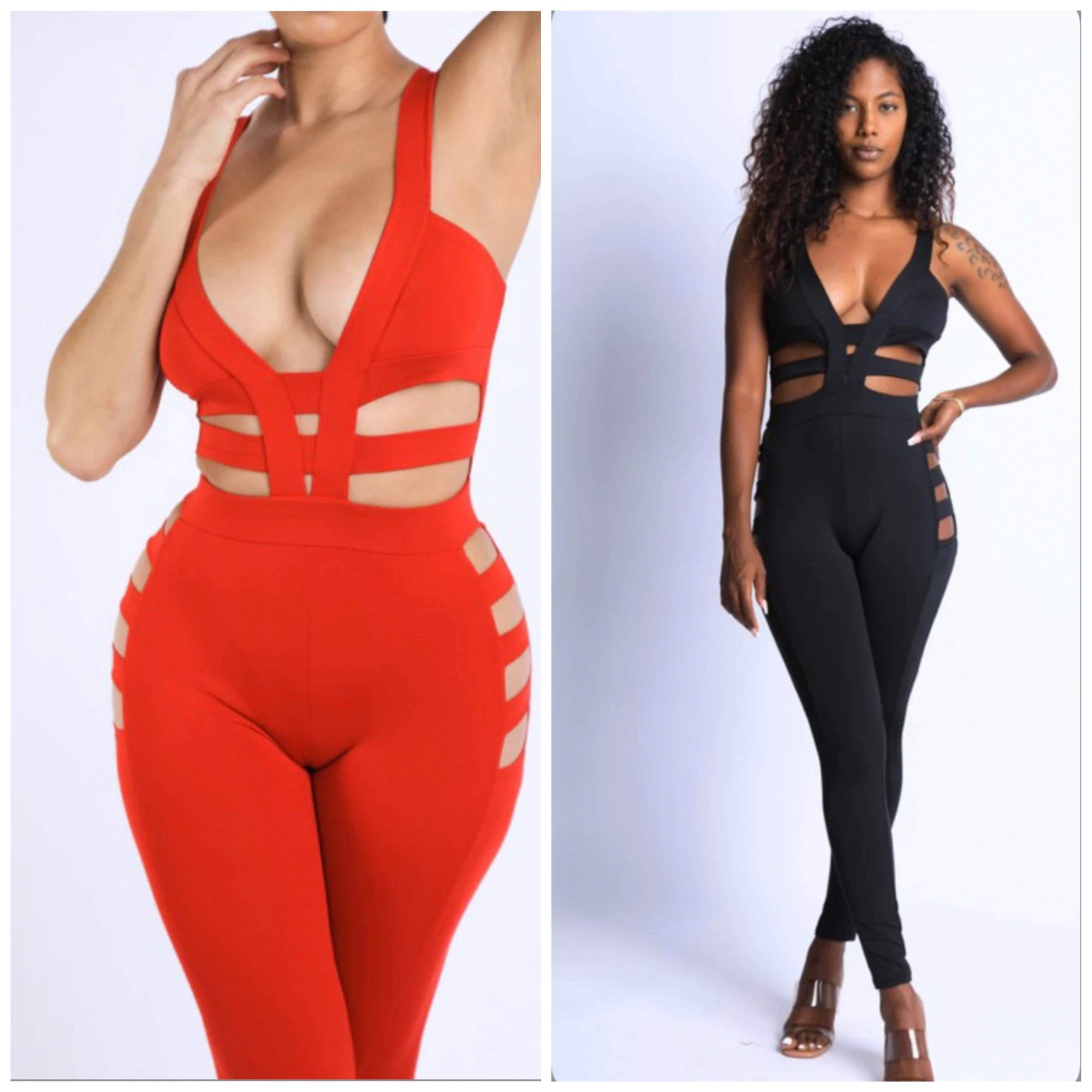 Deep V Side Cut Out Jumpsuits – Elevate Swag