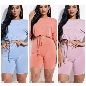 Solid two piece short set Lightweight Short set | 2 piece outfit women| Women&#39;s clothing | two piece set