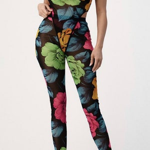 Black Flower sexy two piece set
