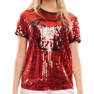 Game Day Bulldog Sequin T-Shirt Top