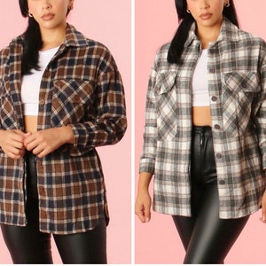 Women&#39;s Flannel Shirt Jacket Shacket Top
