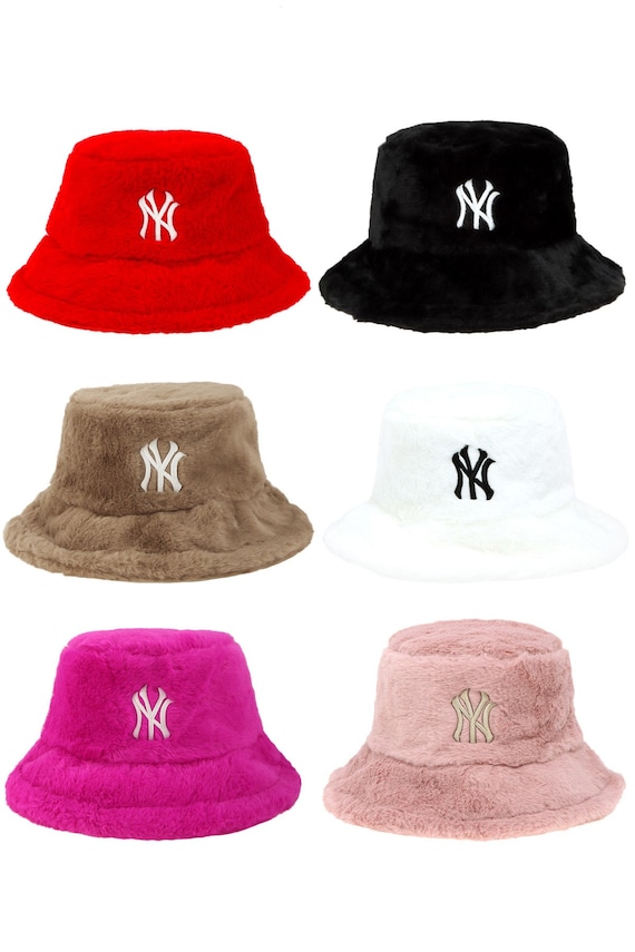 NY Embroidery Fur Bucket Hat - Etsy