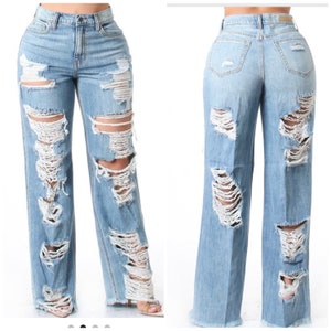 Women's Distressed Ripped Boyfriend Jeans