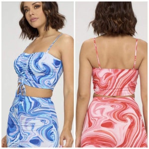 Women’s two piece marble swirl skirt set