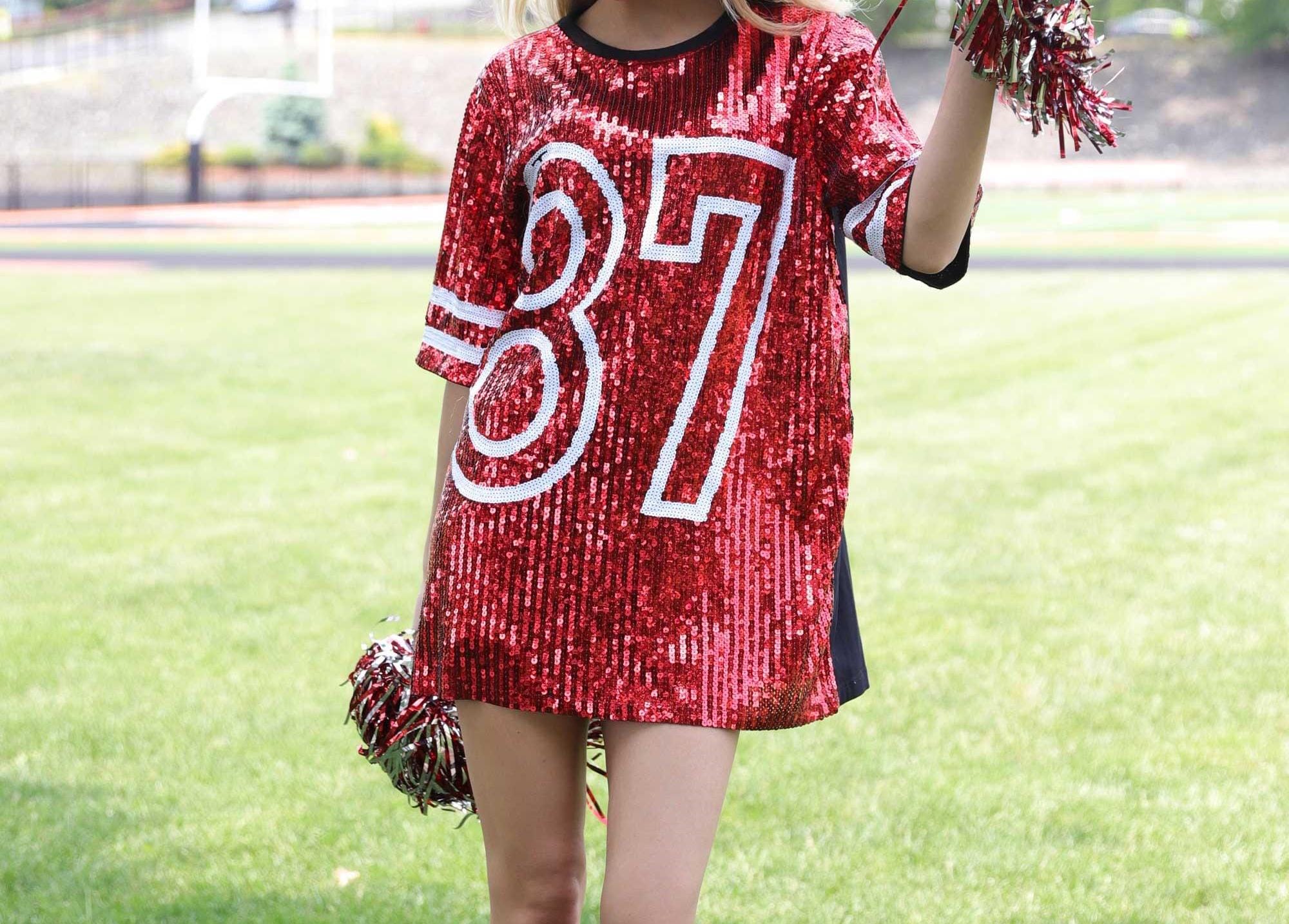 plus size team jersey dress TEAM PLAYER SMOCKED JERSEY DRESS – AKIRA