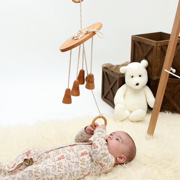 Musikalische Holz Mobile, Holz Glocke Mobile, Glocke Harmonie mobile taktile Mobile, Montessori Mobile, Baby-Dusche-Geschenk, Neugeborenen Geschenk