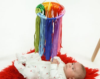 Ribbon Mobile, Rainbow Mobile, Montessori Mobile, Mobile Bebe, Hanging Mobile, Montessori Materials, Baby Mobile, Montessori Toys