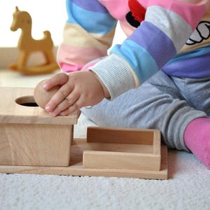 Montessori Object Permanence Box: Wooden Ball Drop Toy image 3