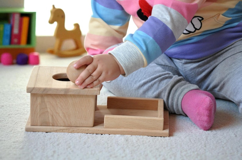 Montessori Object Permanence Box: Wooden Ball Drop Toy image 3