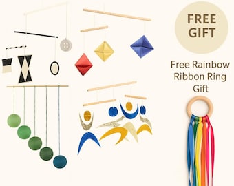 Montessori-mobielset (4) – Munari, Gobbi, danseres, octaëder kinderkamerdecoratie